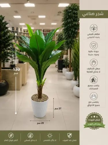 شجره استوائي صناعي بحوض أبيض أنيق