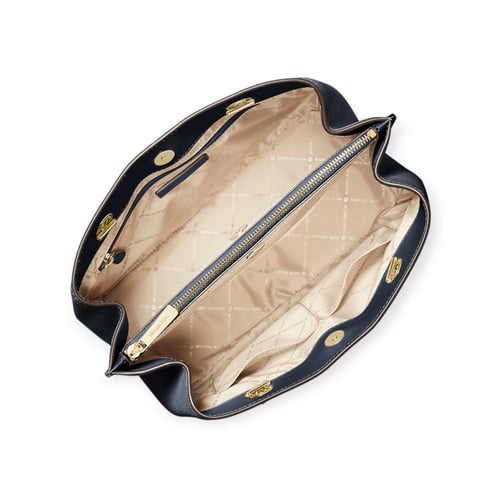 حقيبة الكتف الكبيرة من الجلد المنقوش تيجان