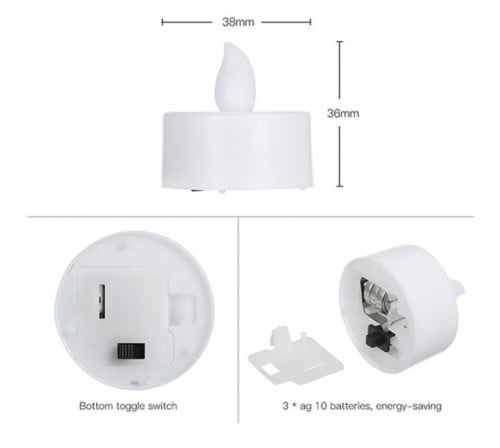 ضوء شمعة بتأثير وميض نار LED ابيض