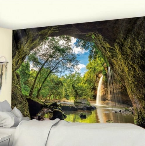 منظر كهف في غابة