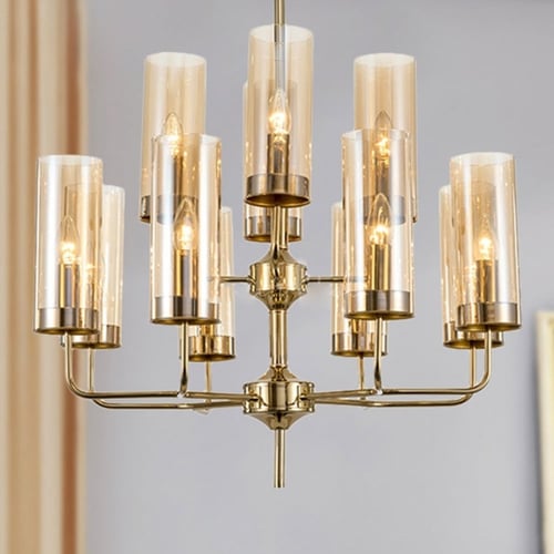 ثريا حاملة شموع أكواب زجاج ذهبي