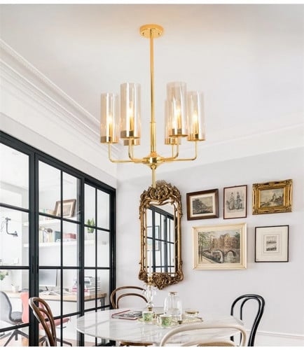 ثريا حاملة شموع أكواب زجاج ذهبي