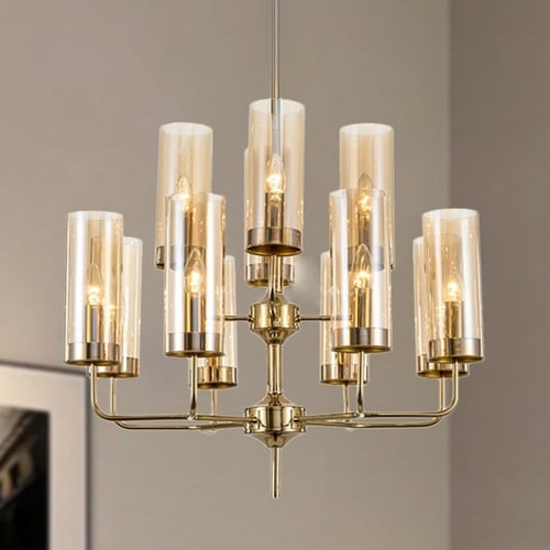 ثريا حاملة شموع أكواب زجاج ذهبي