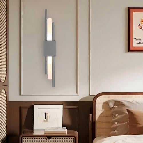 ابليك جداري فضي زجاج مثلج قابل للشحن (اشتري قطعتين...