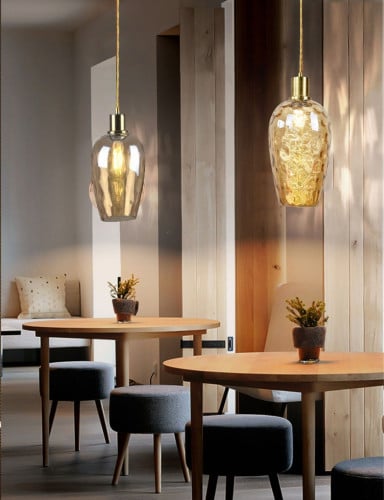 ثريا علاقي زجاج شفاف عسلي