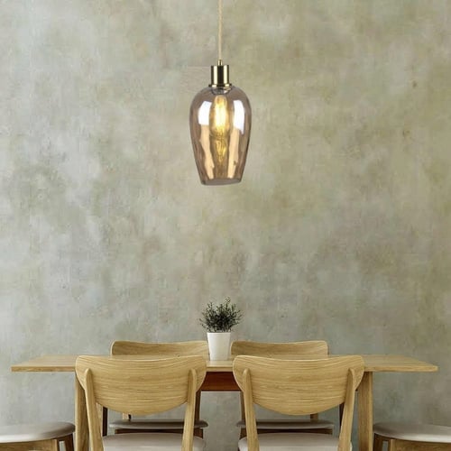 ثريا علاقي زجاج شفاف عسلي