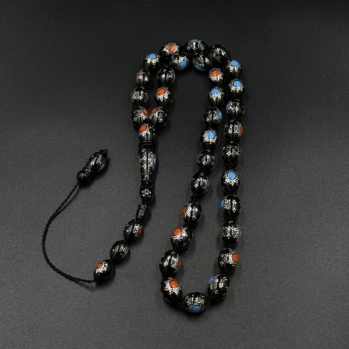 سبحة كوك مطعم فضة ومرجان وفيروز (الشمس)