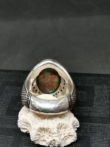 نخاتم الفضة بحجر فيروز نيشابوري ايراني بصياغة عباس...