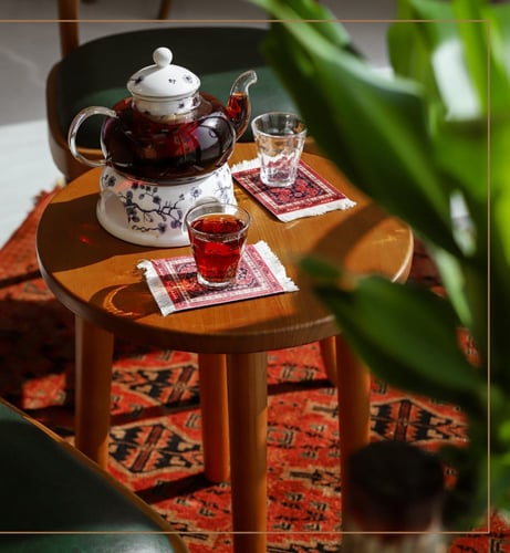 كوستر سجاد برتقالي مزخرف