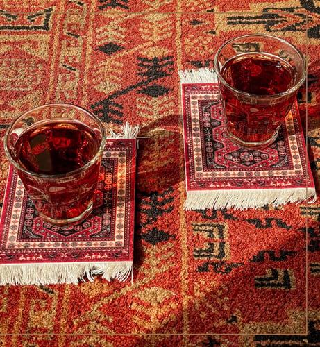 كوستر سجاد برتقالي مزخرف