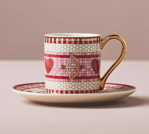 The Bistro Tile Stoneware Espresso Cup & Saucer: V...