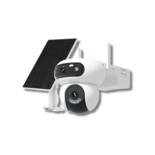 كاميرة مراقبة 4G ثنائية العدسة 4MP+4MP مع لوحة طاق...