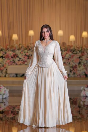 فستان سهرة جورجيت باكمام طويله LD0015