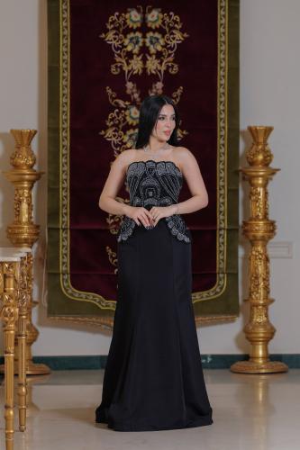 Evening dress with shiny embroidery on the chest LD1495