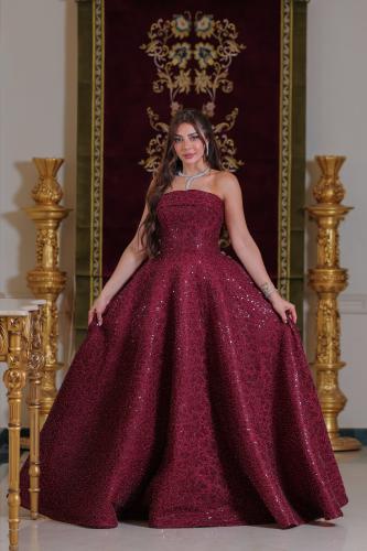 Evening dress sequined puff sleeveless LD002