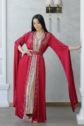 جلابية مطرزة بأكمام كيب طويلة LD012133
