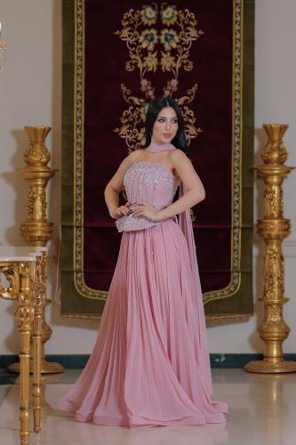 Evening dress embroidered on the chest LD1430