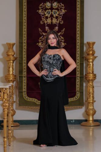Evening dress with embroidery on the chest LD90073