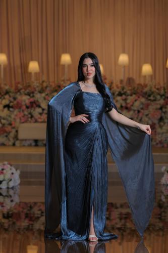 Evening dress decorated with scarf LD0010