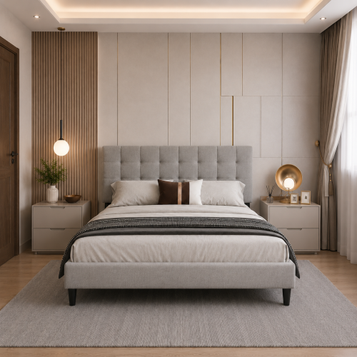 سرير وثير - سرير مبطن بتصميم متوازن