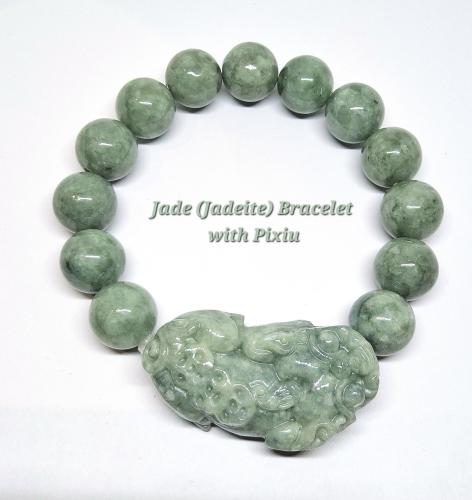Jade Bracelet with Pixiu 13mm - Jadeite