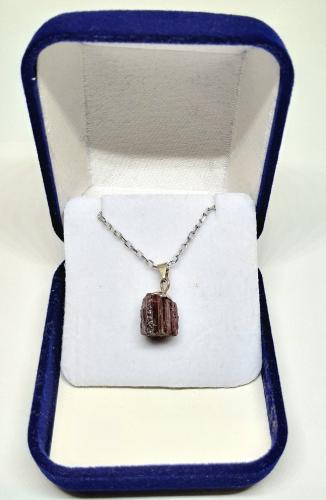 Pink Tourmaline Rough Stone Pendant