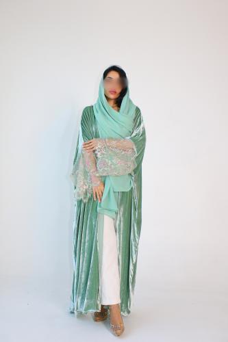 عباية مخمل Mint Green