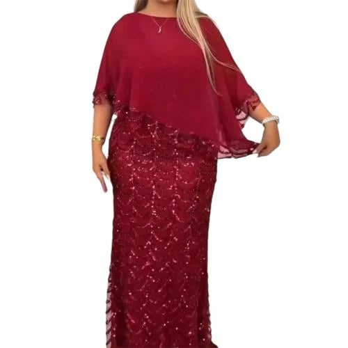 فستان سهرة احمر مع شال منفصل