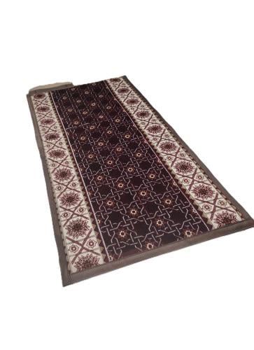 سجادة صلاة نقشة اسلامية لون عنابي سهلة التصفيط سجا...