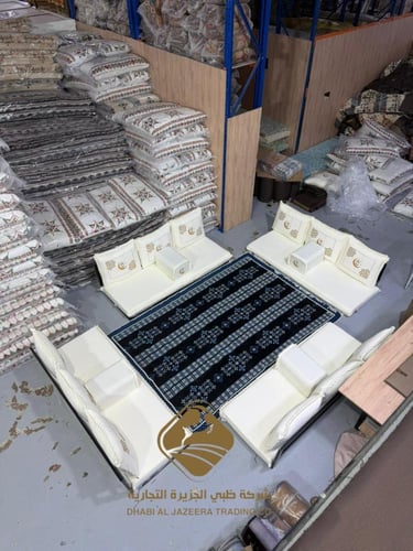 جلسة رمضان مطرزة قماش سكري لبني جديد وحصري