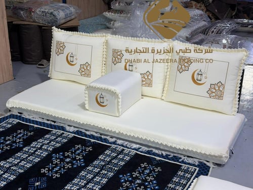 جلسة رمضان مطرزة قماش سكري لبني جديد وحصري