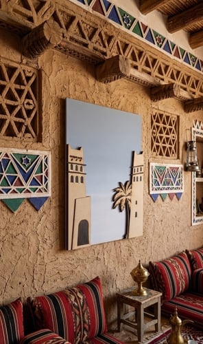 لوحة "عبق التراث" – دمج الخشب والأكريليك