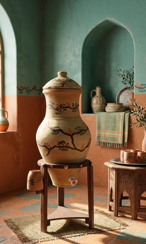 زير فخار برسم زهور يدوية