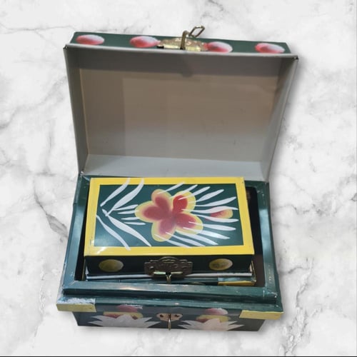 طقم صناديق حديدية تراثية مصبوغة يدويًا 2 قطع