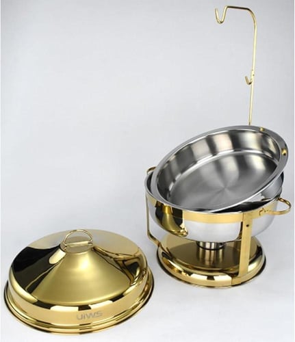 طبق تقديم ذهبي فاخر مع غطاء - مثالي للمناسبات الخا...