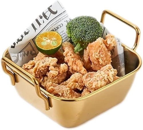 طباق عشاء دائري من الستانلس ستيل مع مقبض، صينية عش...