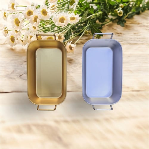 طباق عشاء مستطيل من الستانلس ستيل مع مقبض، صينية ع...