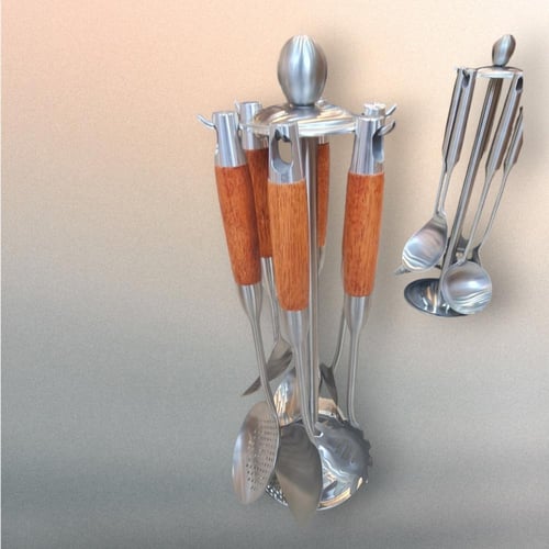 طقم ملاعق طبخ ادوات المطبخ مكون من 6 قطه مع شيال