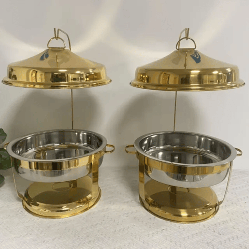 طبق تقديم ذهبي فاخر مع غطاء - مثالي للمناسبات الخا...