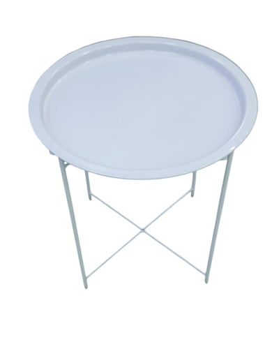 طاولة جانبية معدنية بيضاء أنيقة - تصميم عصري وعملي