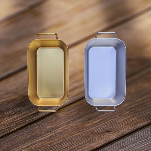 طباق عشاء مستطيل من الستانلس ستيل مع مقبض، صينية ع...