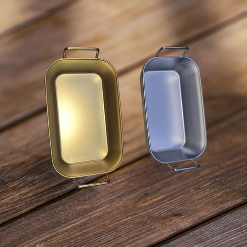 طباق عشاء مستطيل من الستانلس ستيل مع مقبض، صينية ع...