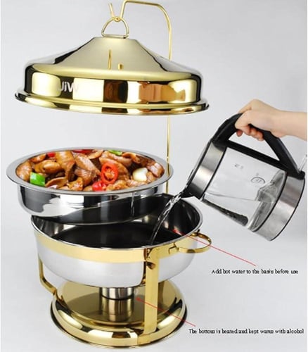 طبق تقديم ذهبي فاخر مع غطاء - مثالي للمناسبات الخا...