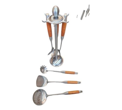 طقم ملاعق طبخ ادوات المطبخ مكون من 6 قطه مع شيال