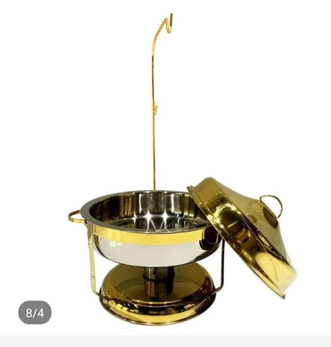 وعاء سخانه بوفية 9 لتر ستانلس ستيل بغطاء دائري معل...