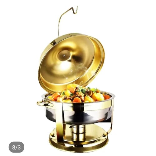 وعاء سخانه بوفية 9 لتر ستانلس ستيل بغطاء دائري معل...