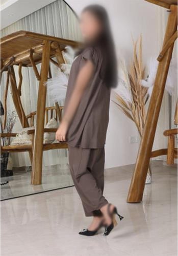 بلوزة وبنطلون | طقم تحت العباية | بني |