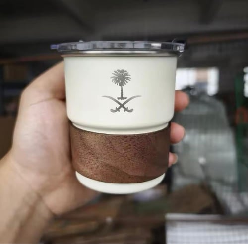 كوب قهوه بشعار السعوديه من الفولاذ المقاوم