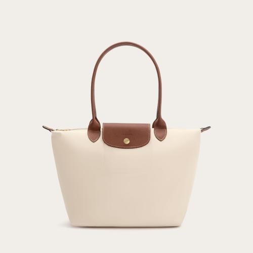 شنطة نسائية حجم متوسط بلون بيج وبني