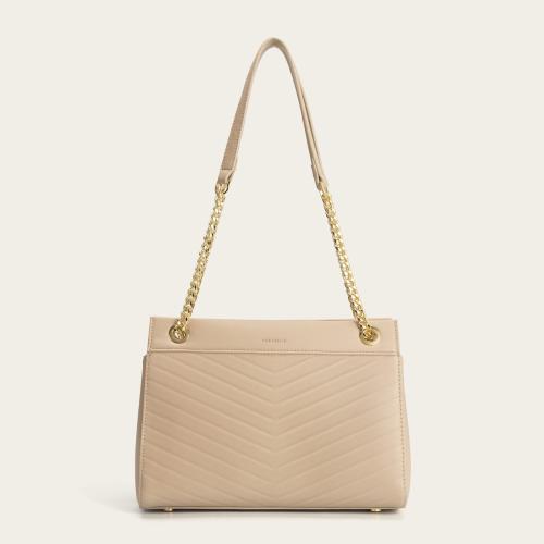 شنطة نسائية جلد بلون بيج